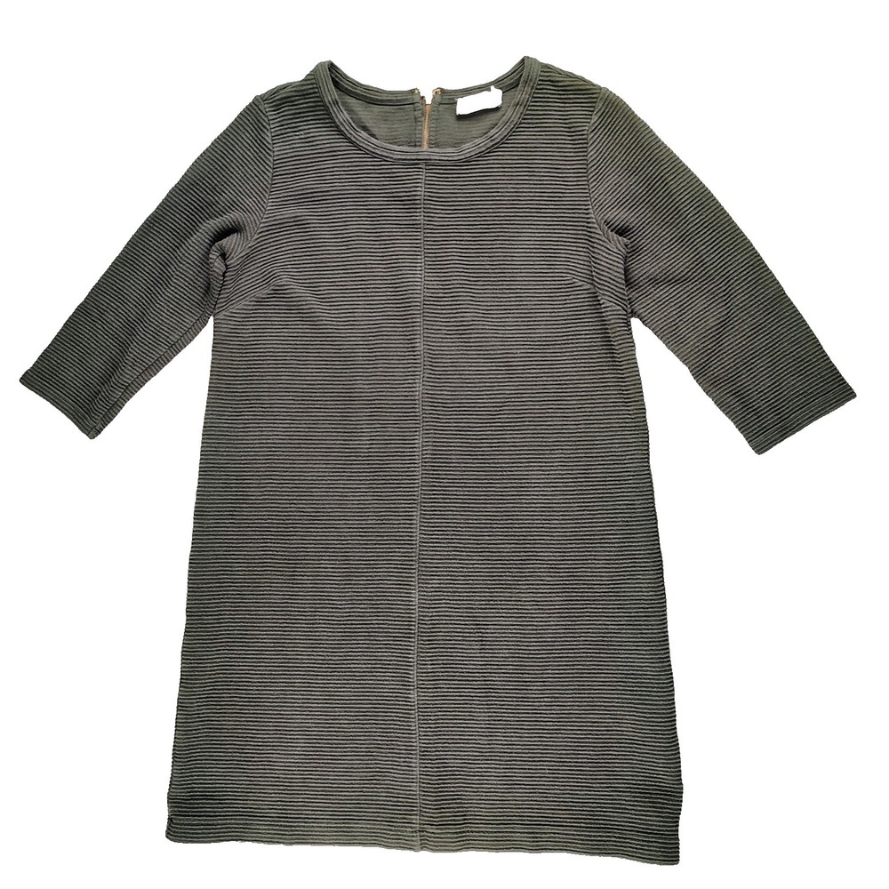 Vineyard Vines Green Crewneck 3/4 Sleeve Dress Women M Ribbed Zip *STITCHED